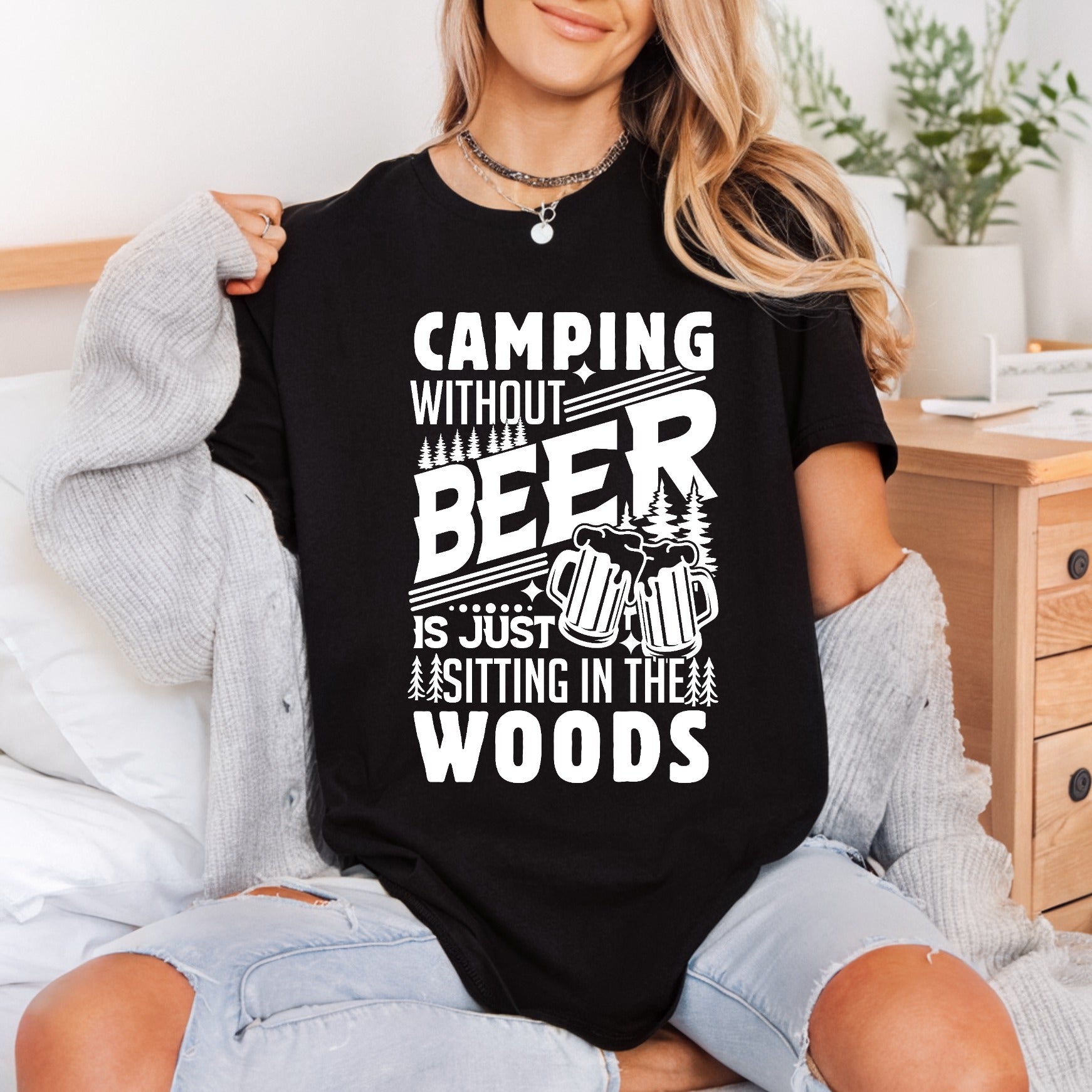 Camping Without Beer Retro Camping Ready to Press DTF Transfer for Dtf