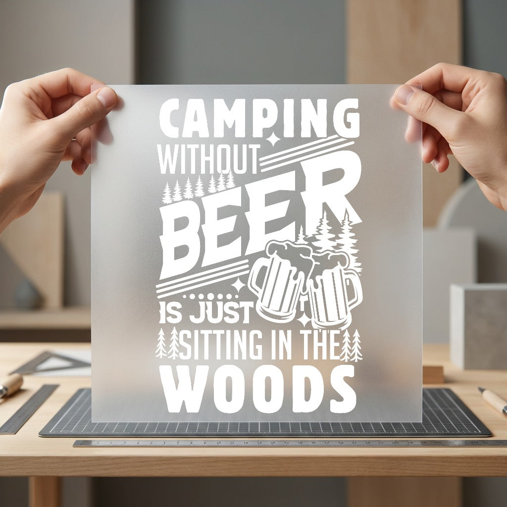 Camping Without Beer Retro Camping Ready to Press DTF Transfer for Dtf