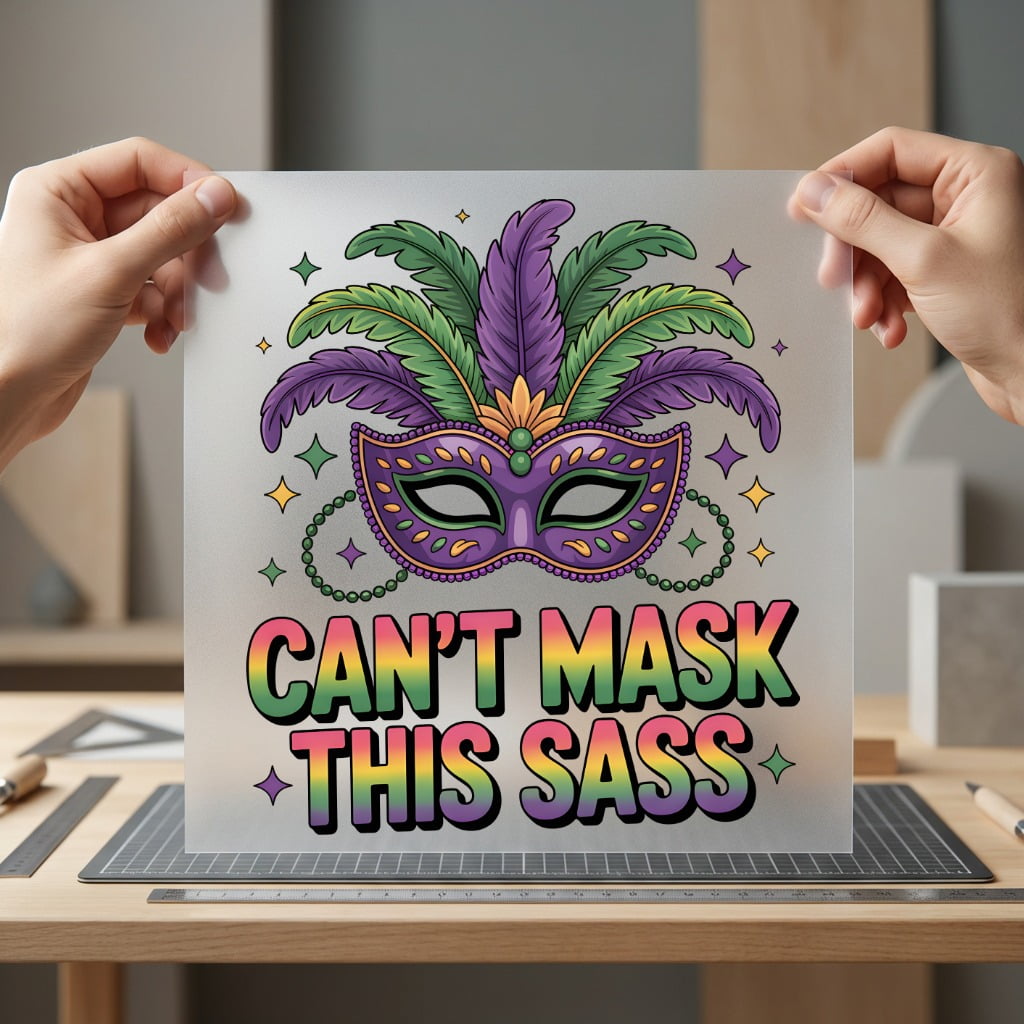 Can Mask Sass Mardi Mardi Gras Funny Ready to Press DTF Transfer for Dtf