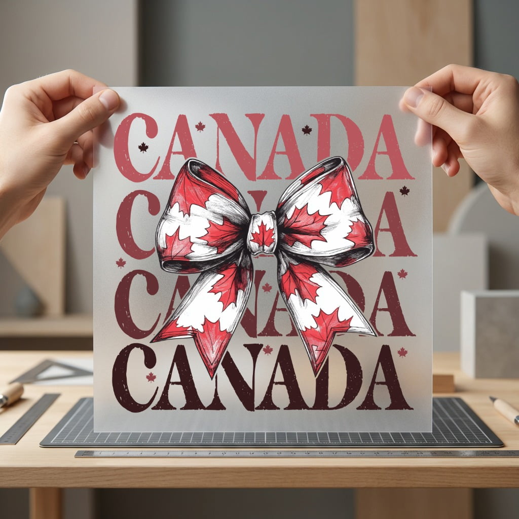Canada Bow Theme Patriotic Patriotic Vintage Ready to Press DTF Transfer for Dtf