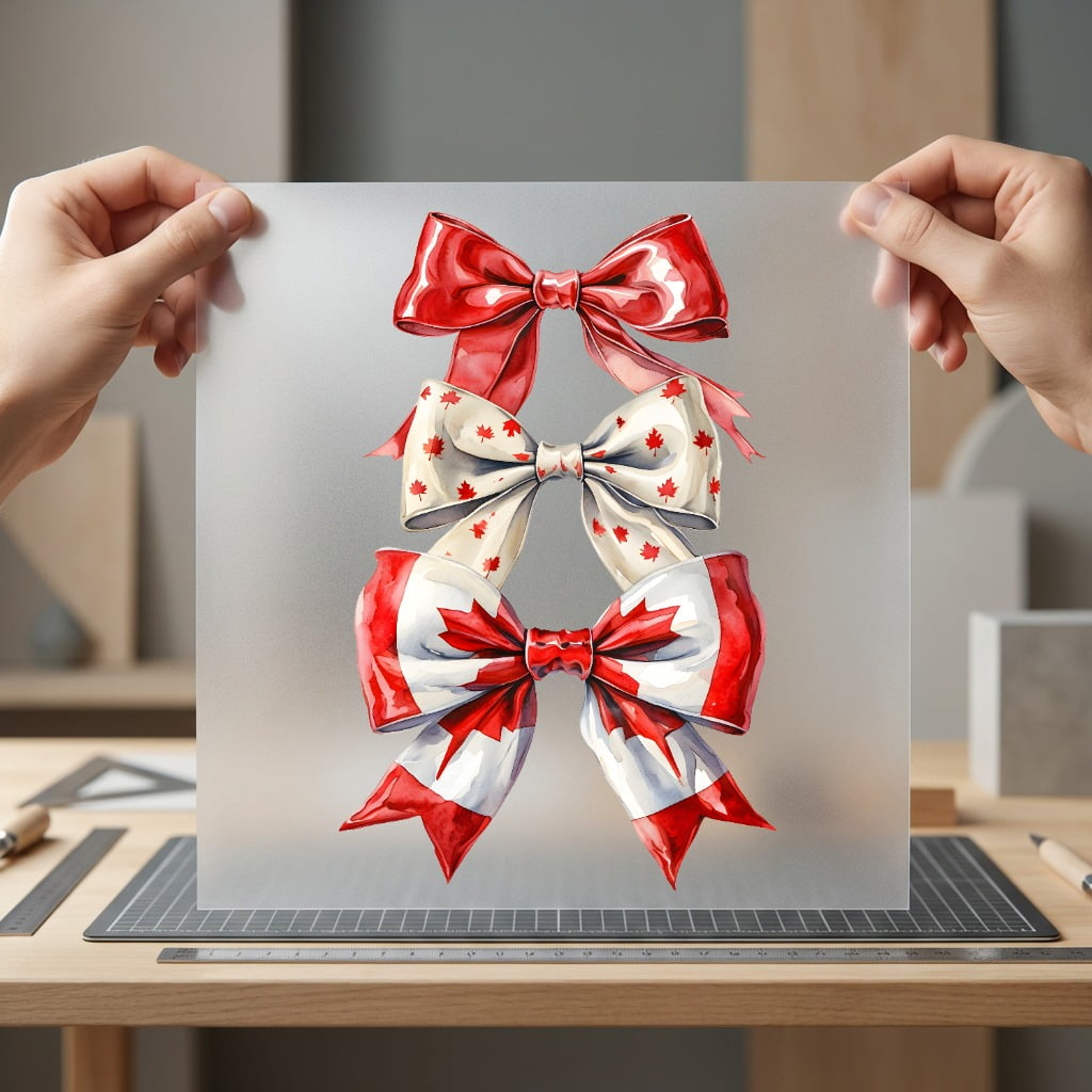 Canada Maple Bows Patriotic 4th Of July Patriotic Ready to Press DTF Transfer for Dtf