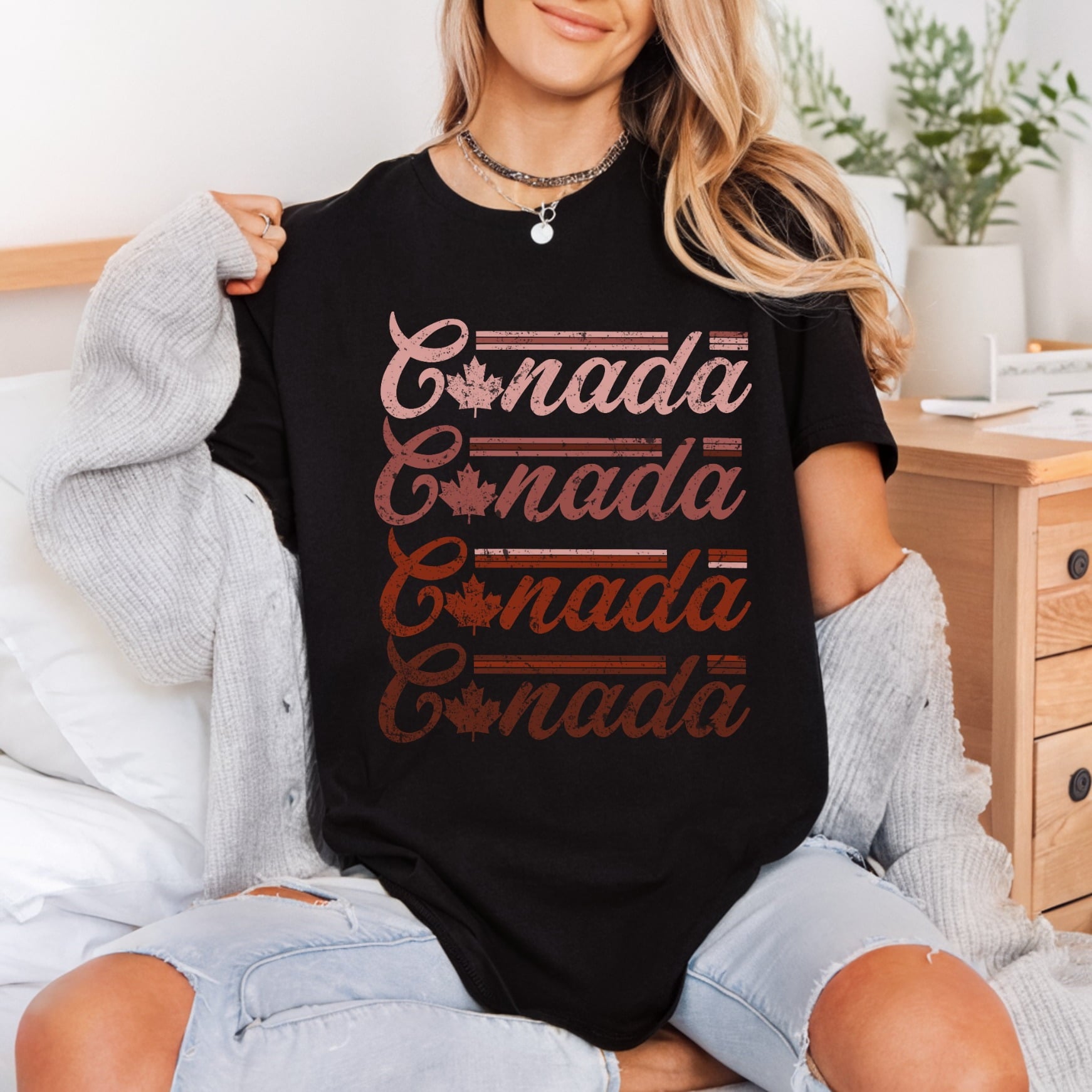 Canada Maple Leaf Stack Vintage Retro Ready to Press DTF Transfer for Dtf
