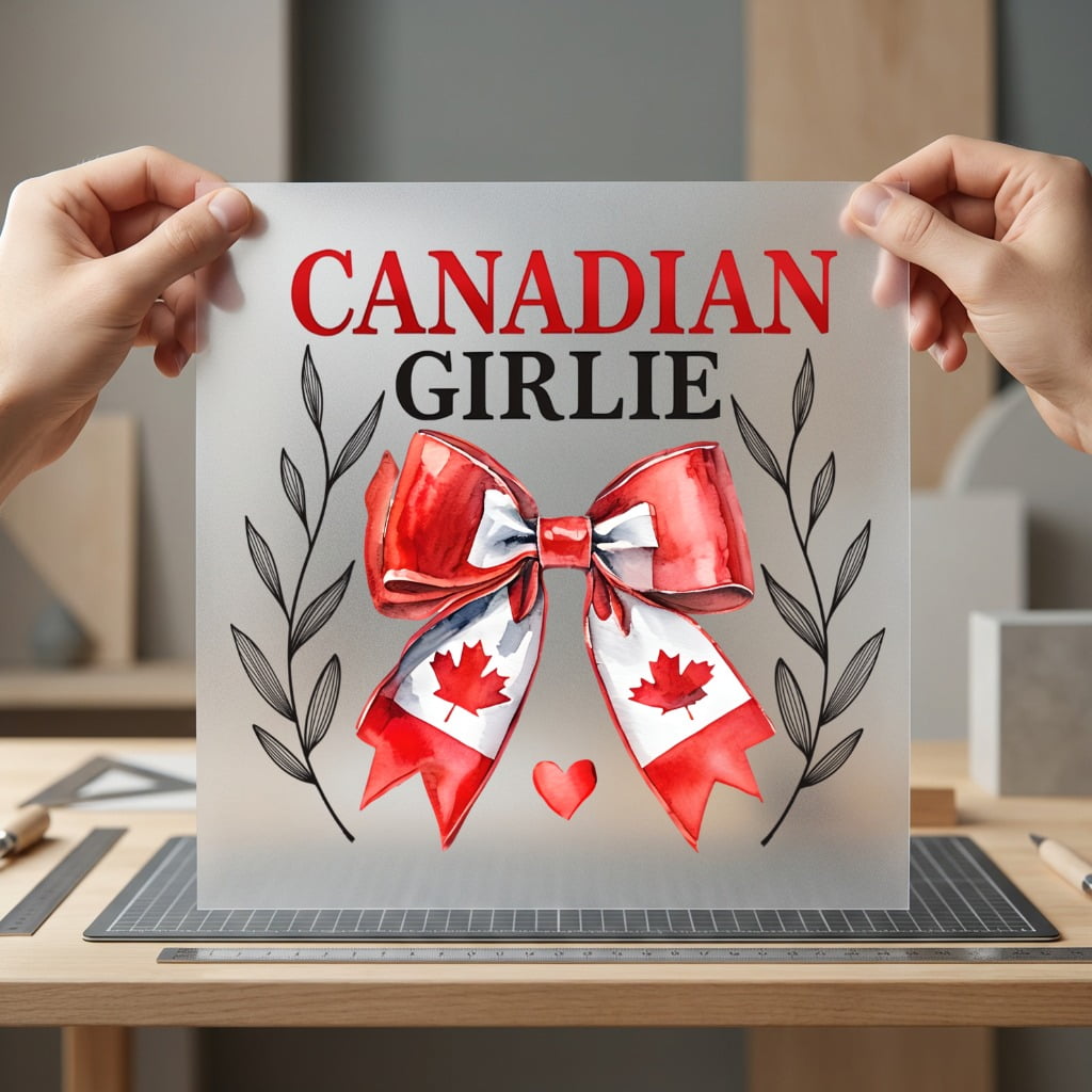 Canadian Girlie Bow Patriotic Usa Vintage Ready to Press DTF Transfer for Dtf
