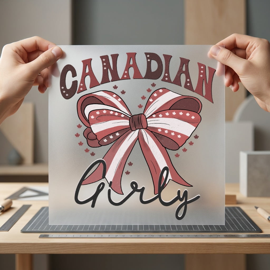 Canadian Girly Bow Patriotic Patriotic Vintage Ready to Press DTF Transfer for Dtf