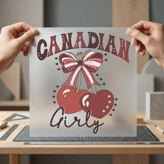 Canadian Girly Cherries Retro Vintage Retro Ready to Press DTF Transfer for Dtf