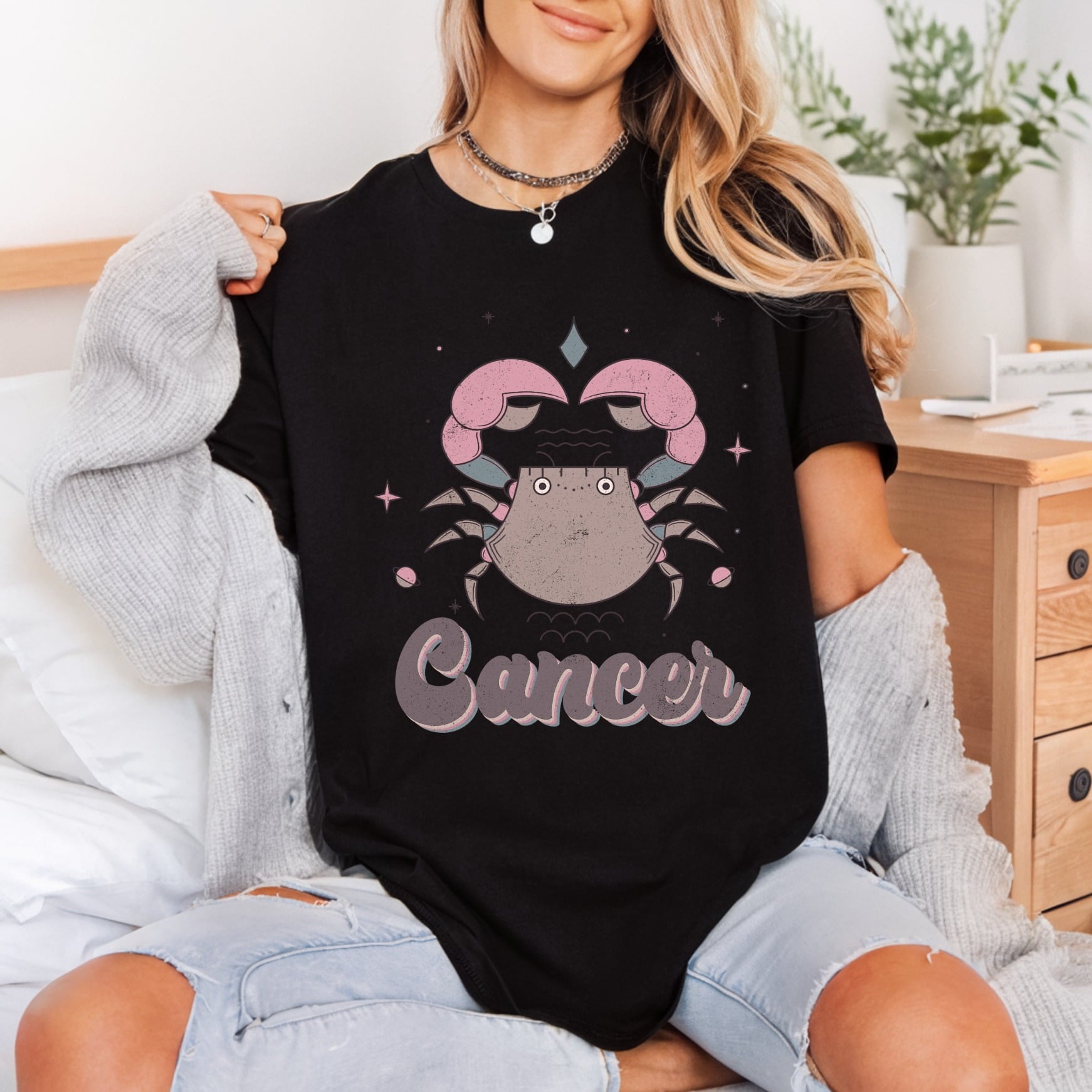 Cancer Zodiac Astrological Diy Vintage Retro Ready to Press DTF Transfer for Dtf