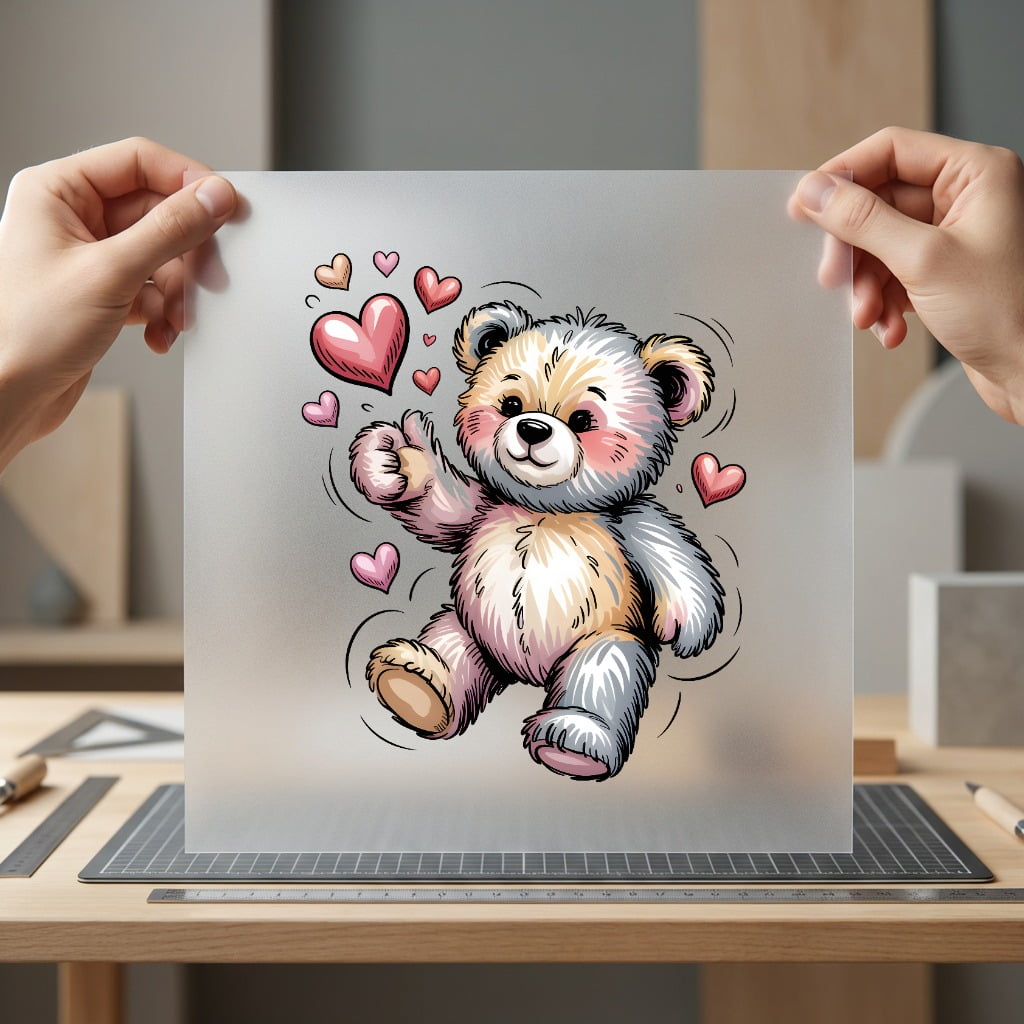 Cartoon Teddy Bear Hearts Valentine Ready to Press DTF Transfer for Dtf