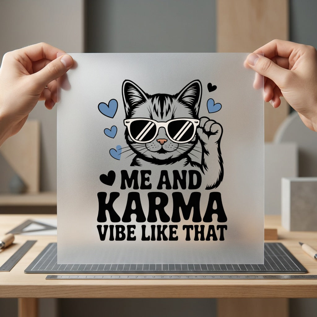 Cat Karma Quote Retro Mom Dad Ready to Press DTF Transfer for Dtf