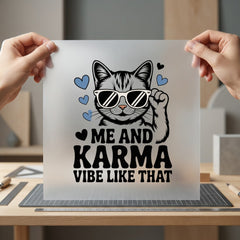 Cat Karma Quote Retro Mom Dad Ready to Press DTF Transfer for Dtf