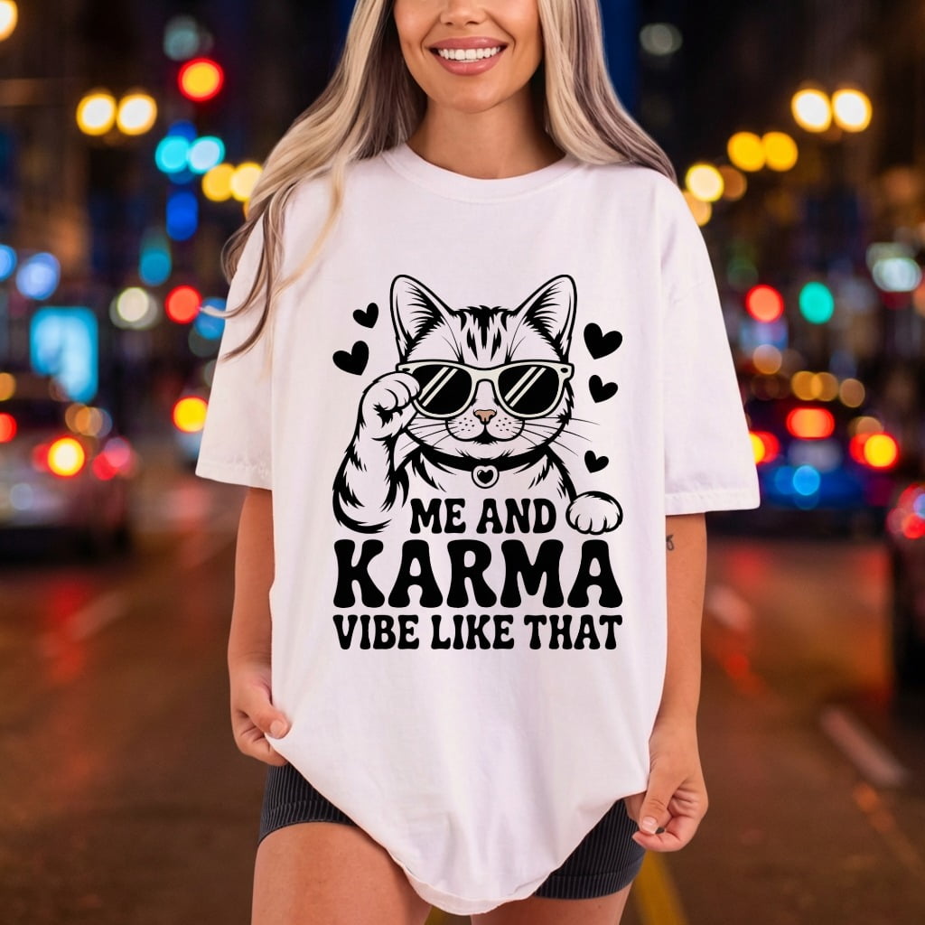 Cat Karma Quote Retro Mom Dad Ready to Press DTF Transfer for Dtf