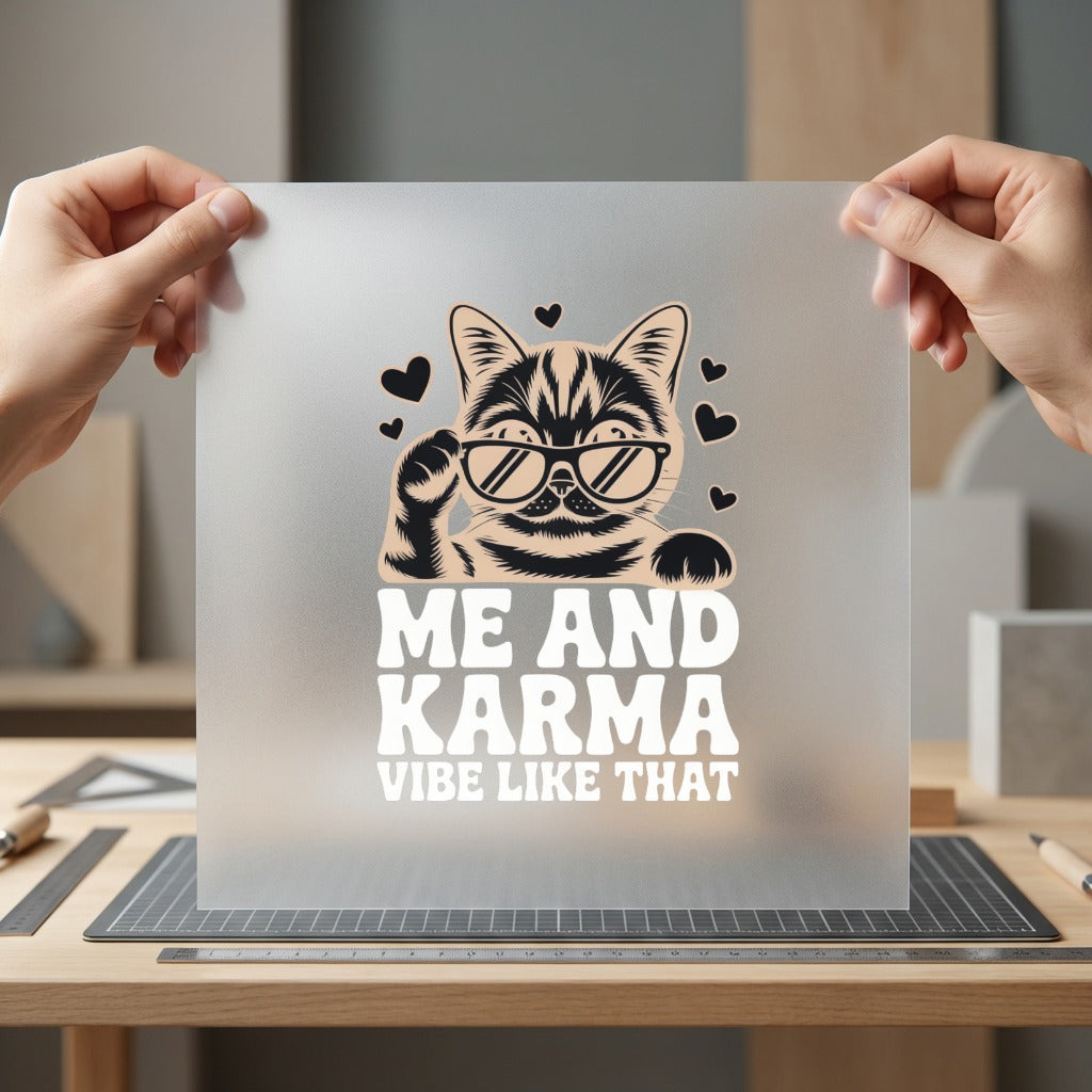 Cat Karma Retro Vibe Mom Dad Ready to Press DTF Transfer for Dtf