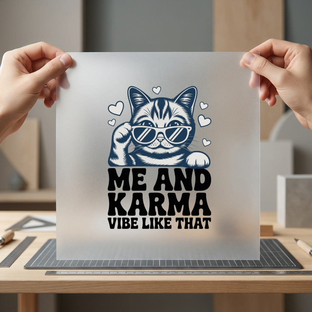 Cat Karma Retro Vibe Mom Dad Ready to Press DTF Transfer for Dtf