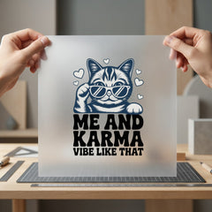 Cat Karma Retro Vibe Mom Dad Ready to Press DTF Transfer for Dtf