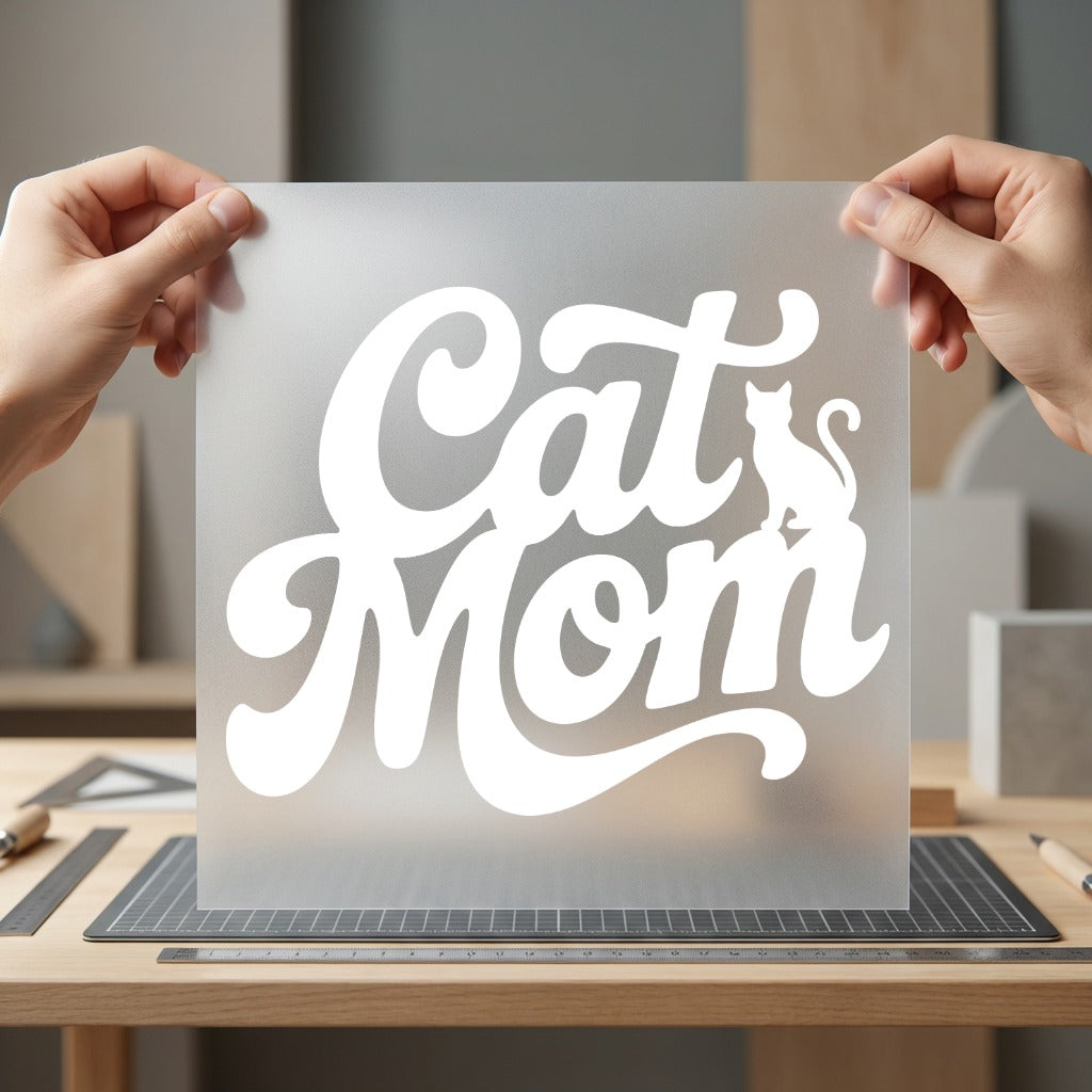 Cat Mom Retro Script Mom Dad Ready to Press DTF Transfer for Dtf