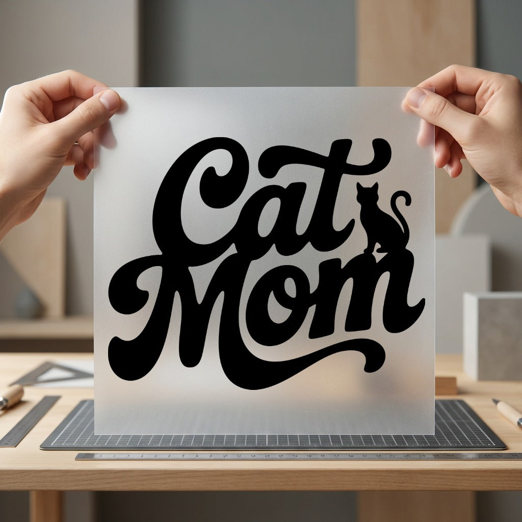 Cat Mom Retro Script Mom Dad Ready to Press DTF Transfer for Dtf