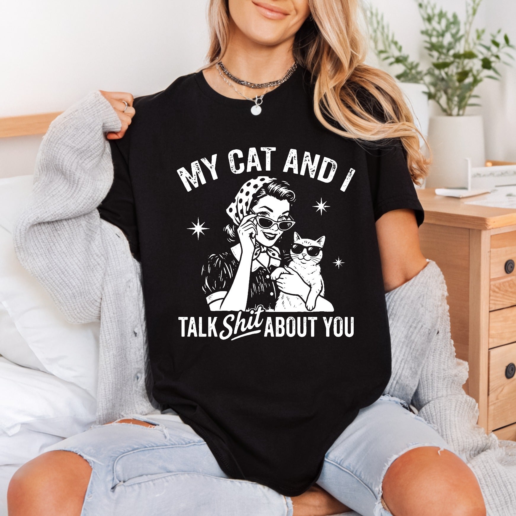 Cat Talk Shit About Mom Dad Ready to Press DTF Transfer for Dtf