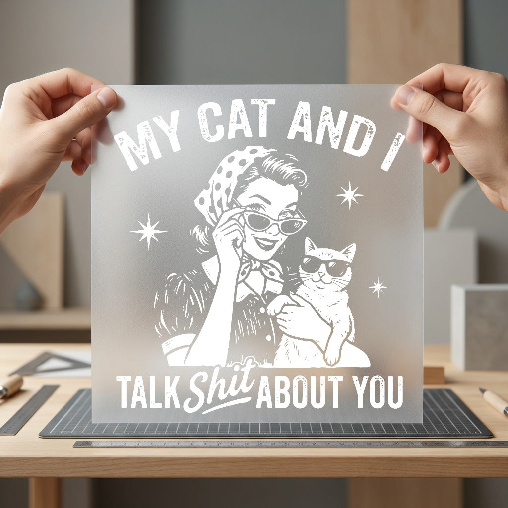 Cat Talk Shit About Mom Dad Ready to Press DTF Transfer for Dtf