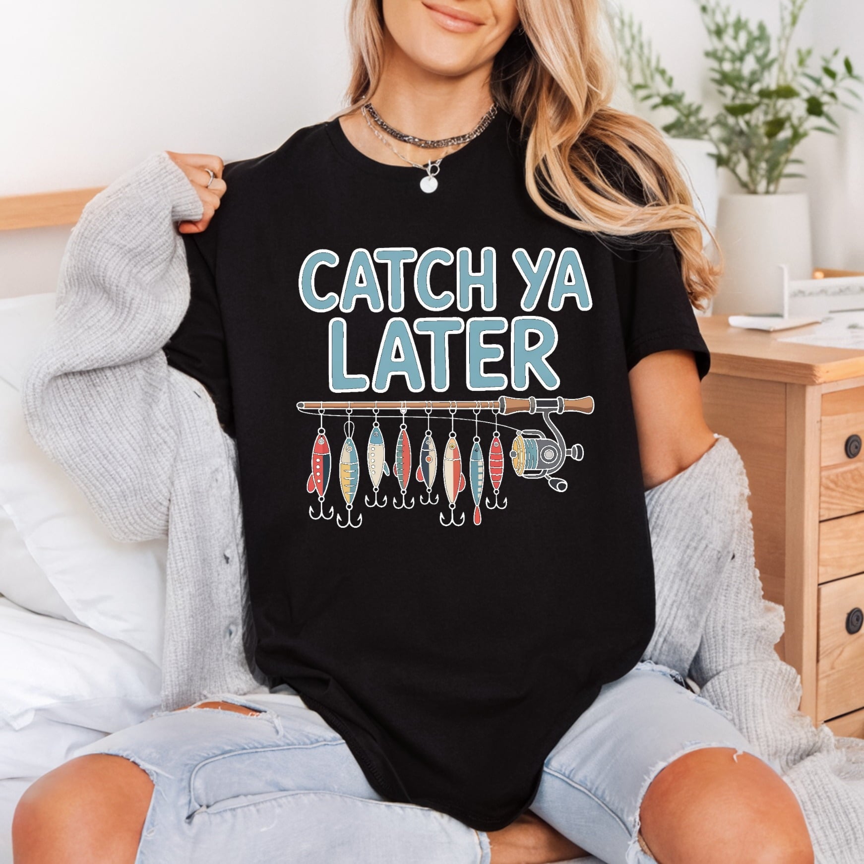 Catch Later Fishing Lures Dad Funny Ready to Press DTF Transfer for Dtf