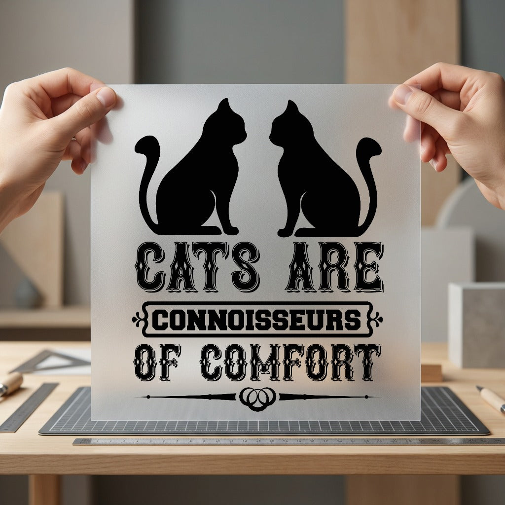 Cats Connoisseurs Comfort Pet Mom Dad Ready to Press DTF Transfer for Dtf