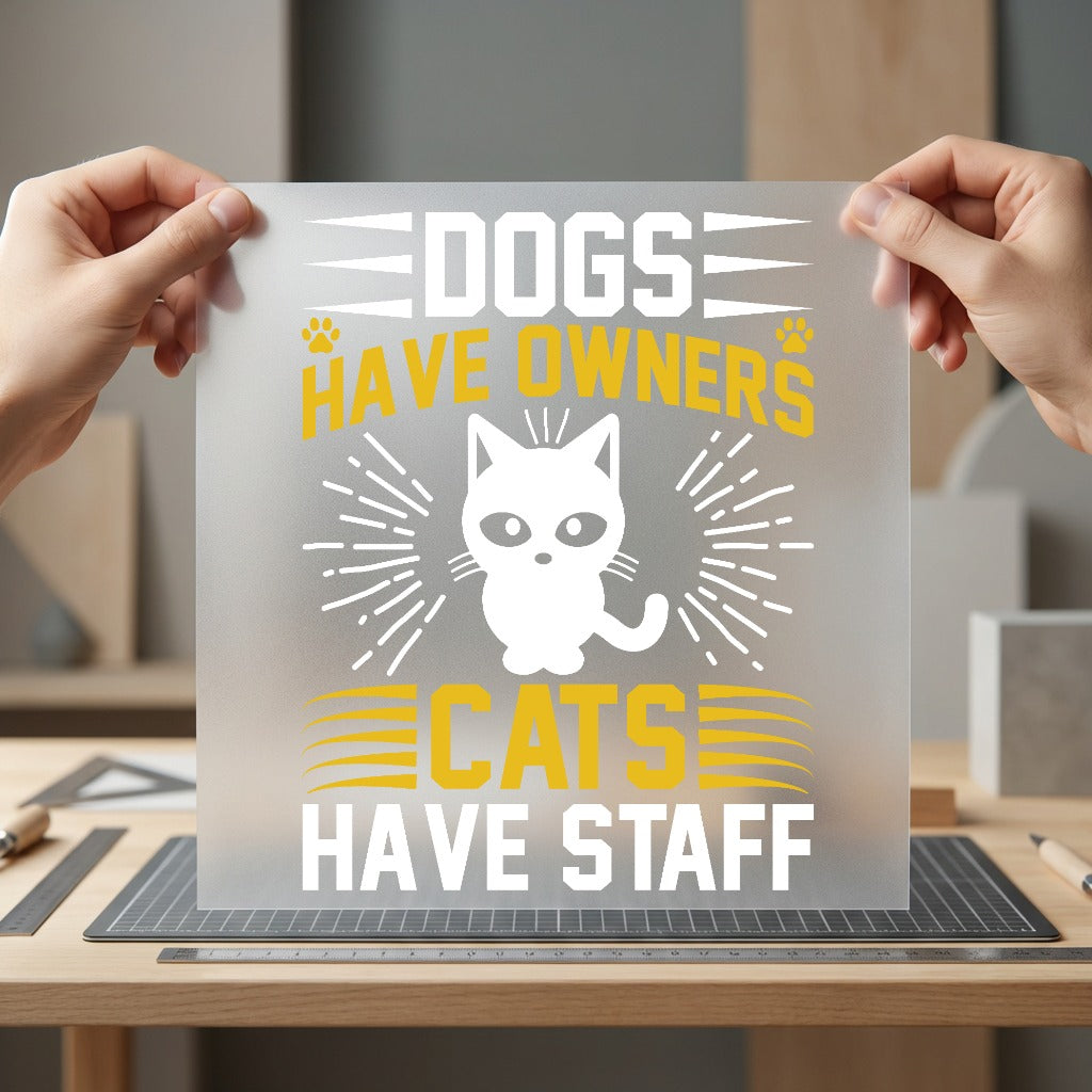 Cats Have Staff Humorous Mom Dad Ready to Press DTF Transfer for Dtf