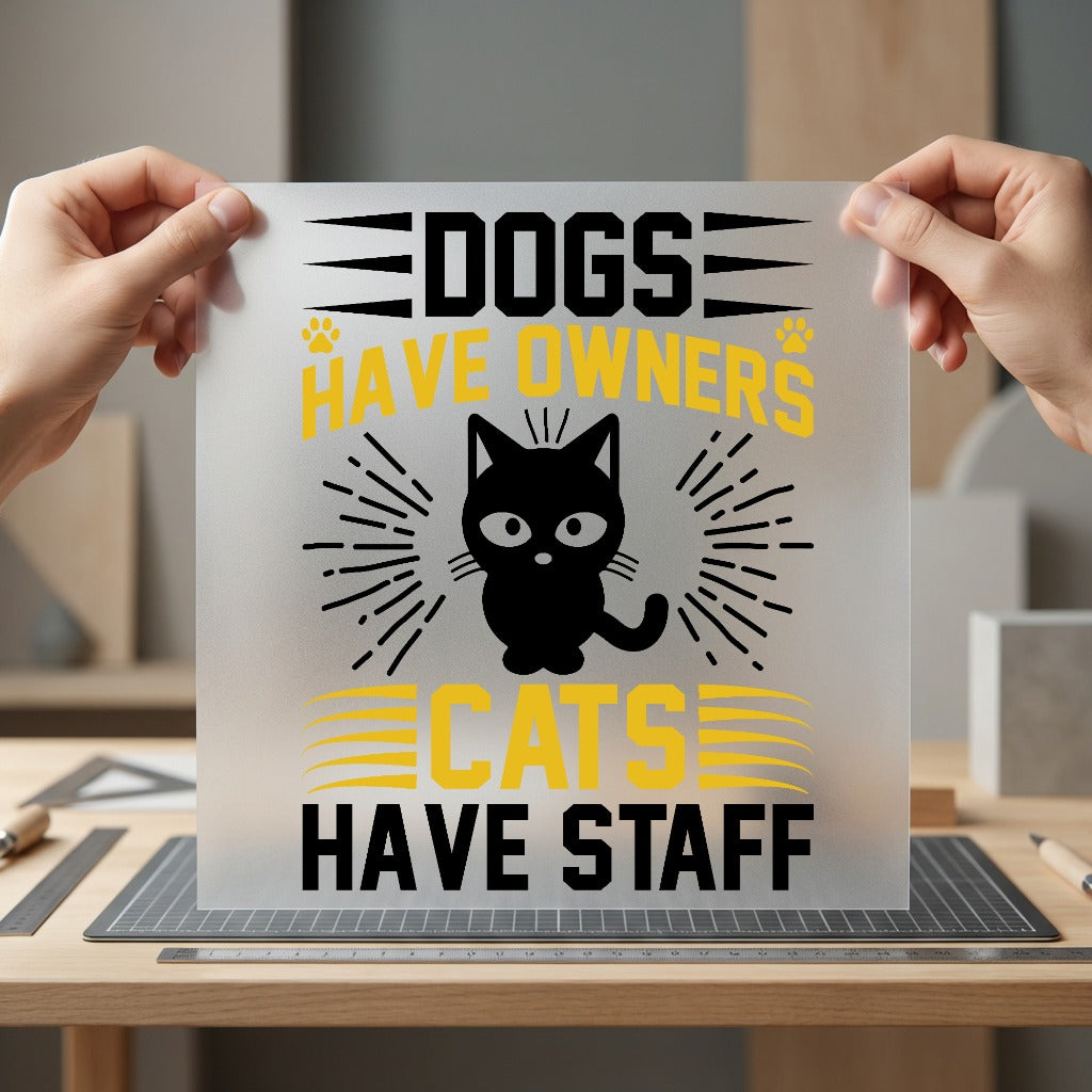 Cats Have Staff Humorous Mom Dad Ready to Press DTF Transfer for Dtf