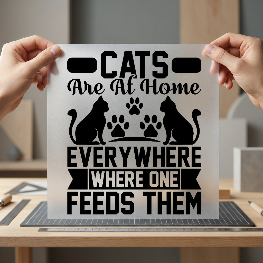 Cats Home Everywhere Pet Funny Sarcastic Ready to Press DTF Transfer for Dtf