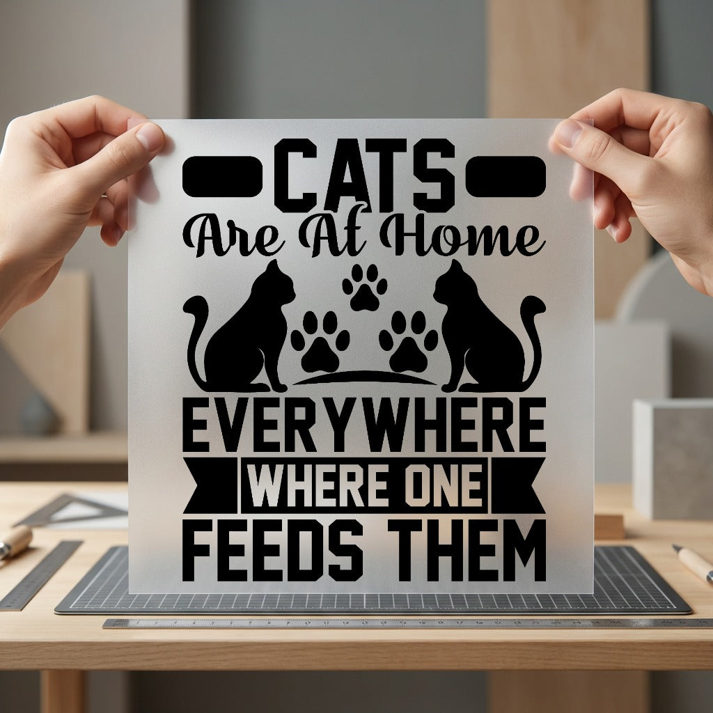 Cats Home Everywhere Pet Mom Dad Ready to Press DTF Transfer for Dtf