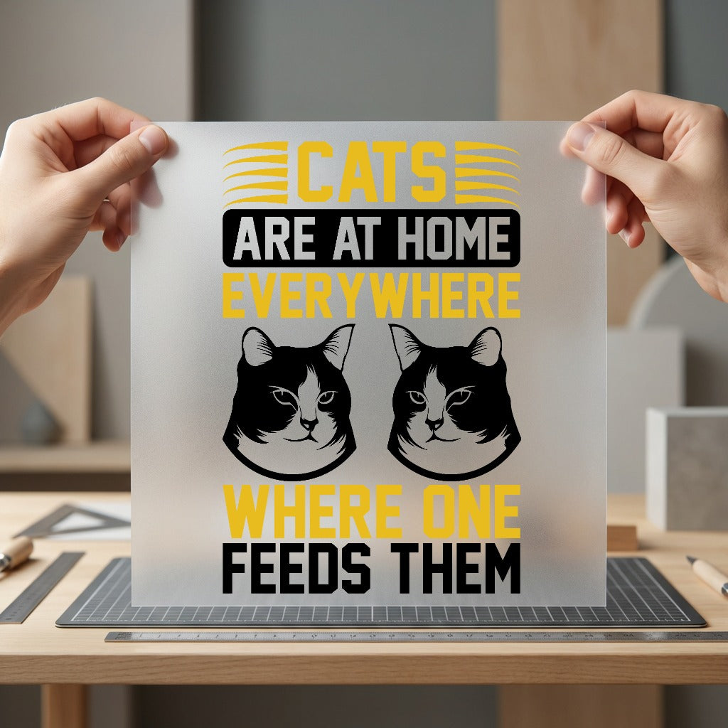 Cats Home Everywhere Pet Mom Dad Ready to Press DTF Transfer for Dtf