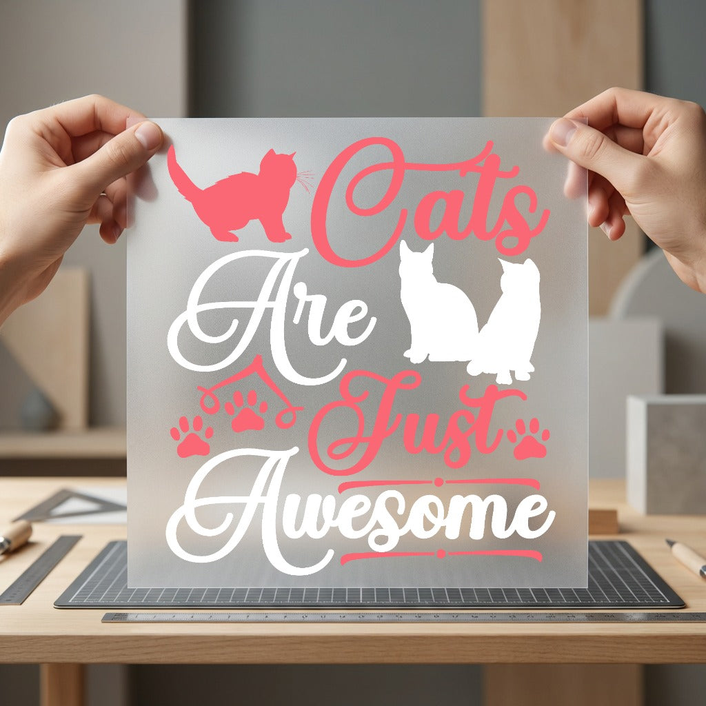 Cats Just Awesome Pet Mom Dad Ready to Press DTF Transfer for Dtf
