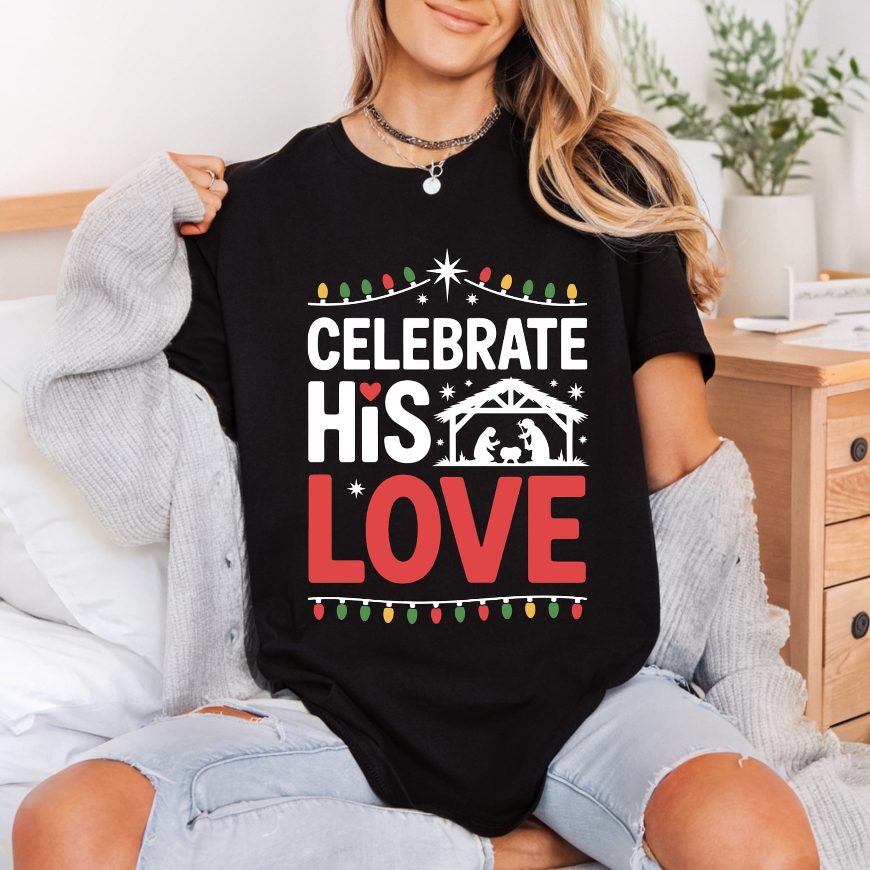 Celebrate His Love Nativity Christian Faith Ready to Press DTF Transfer for Dtf