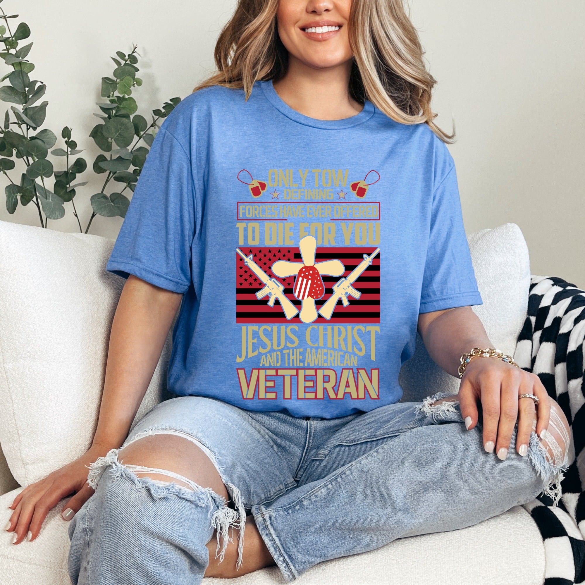 Christian American Veteran Tribute T-Shirt - Faith & Freedom Design