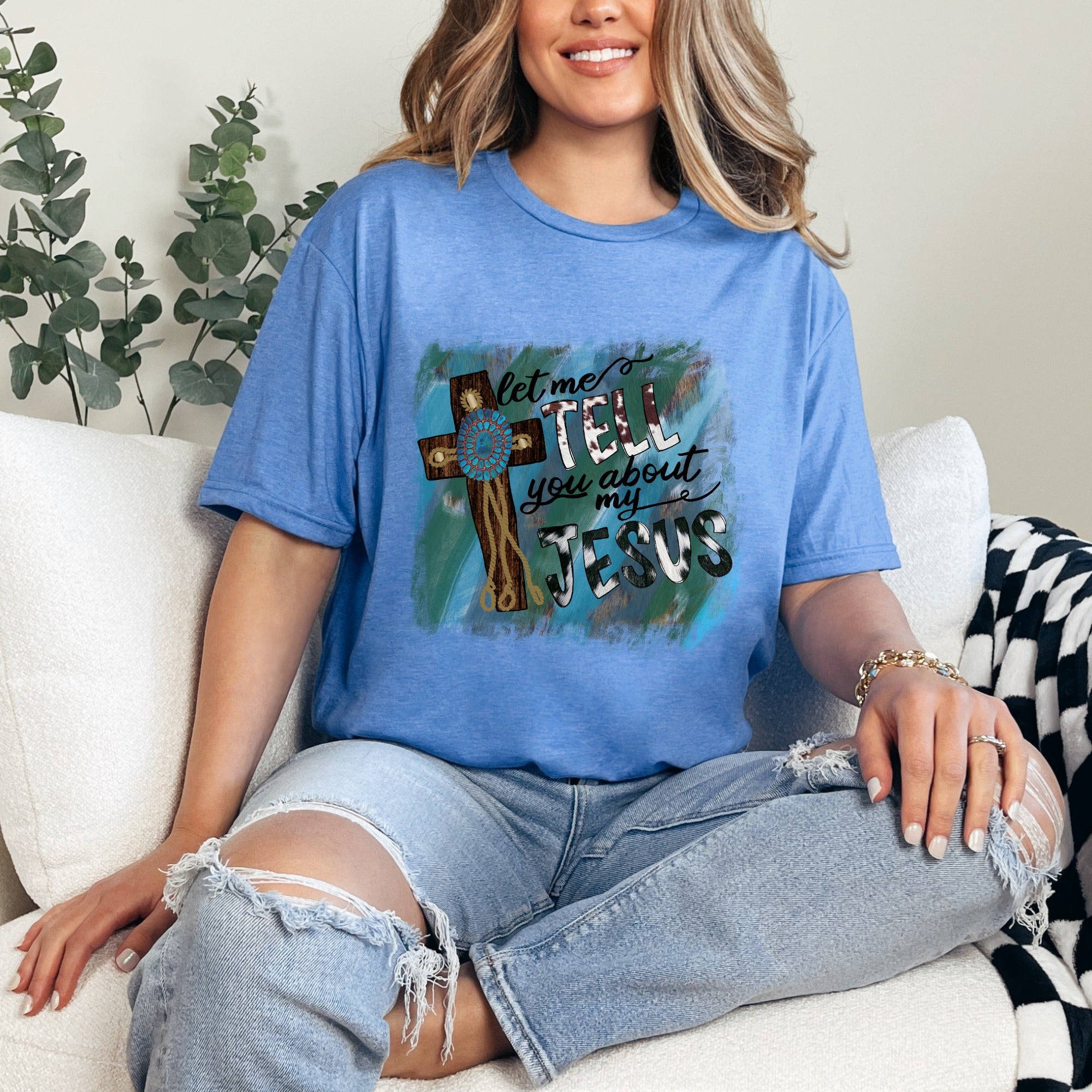 Tell You About My Jesus | Rustic Faith Cross Tee