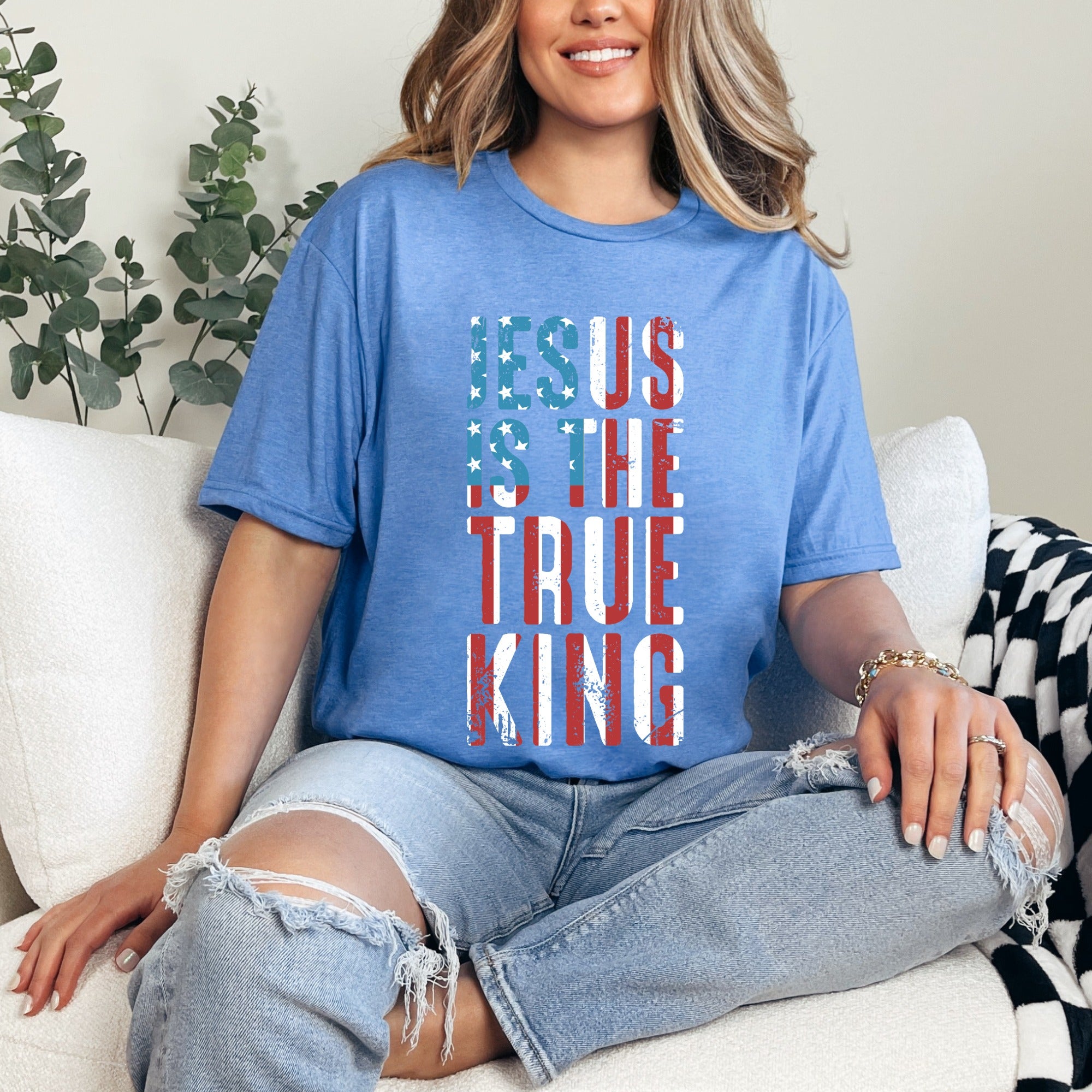 Jesus Is The True King | Patriotic Faith Tee