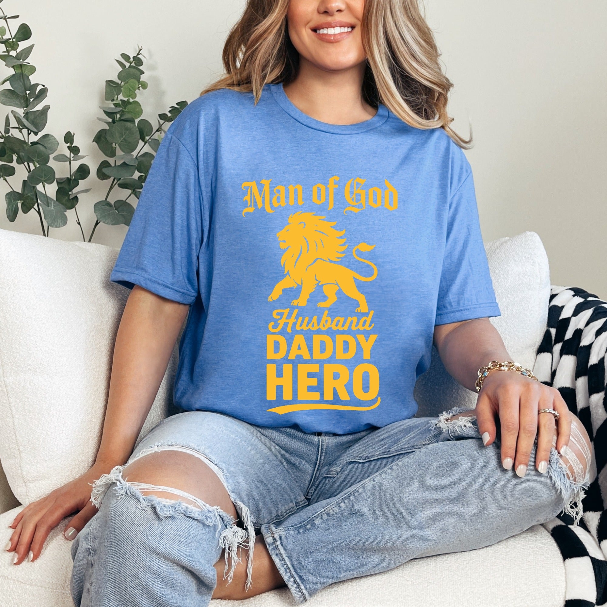 Man of God Husband Lion | Christian Fatherhood Tee