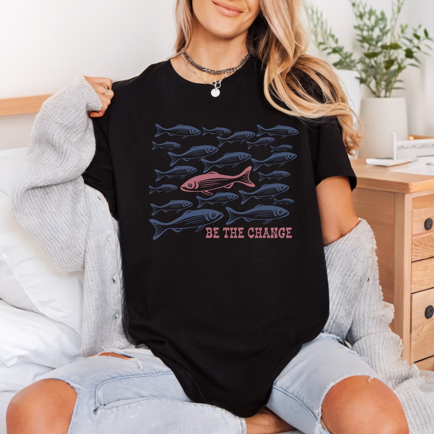 Change Fish Retro Diy Faith Ready to Press DTF Transfer for Dtf