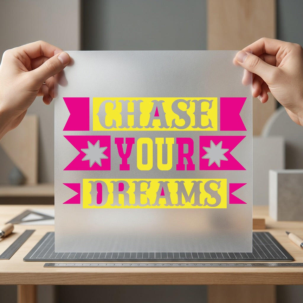 Chase Dreams Block Lettering Growth Mindset Collection Positive Vibes Collection Ready to Press DTF Transfer for Dtf