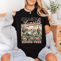 Chasing Sunsets Riding Free Usa Vintage Ready to Press DTF Transfer for Dtf