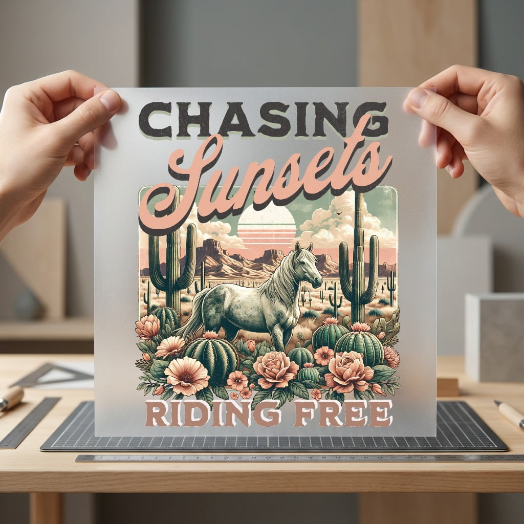 Chasing Sunsets Riding Free Usa Vintage Ready to Press DTF Transfer for Dtf