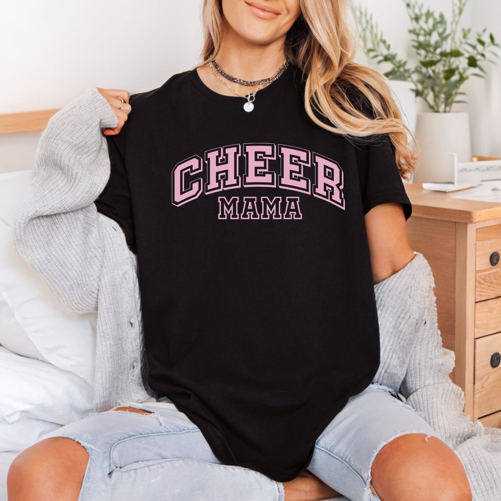 Cheer Mama Pink College Mom Retro Ready to Press DTF Transfer for Dtf