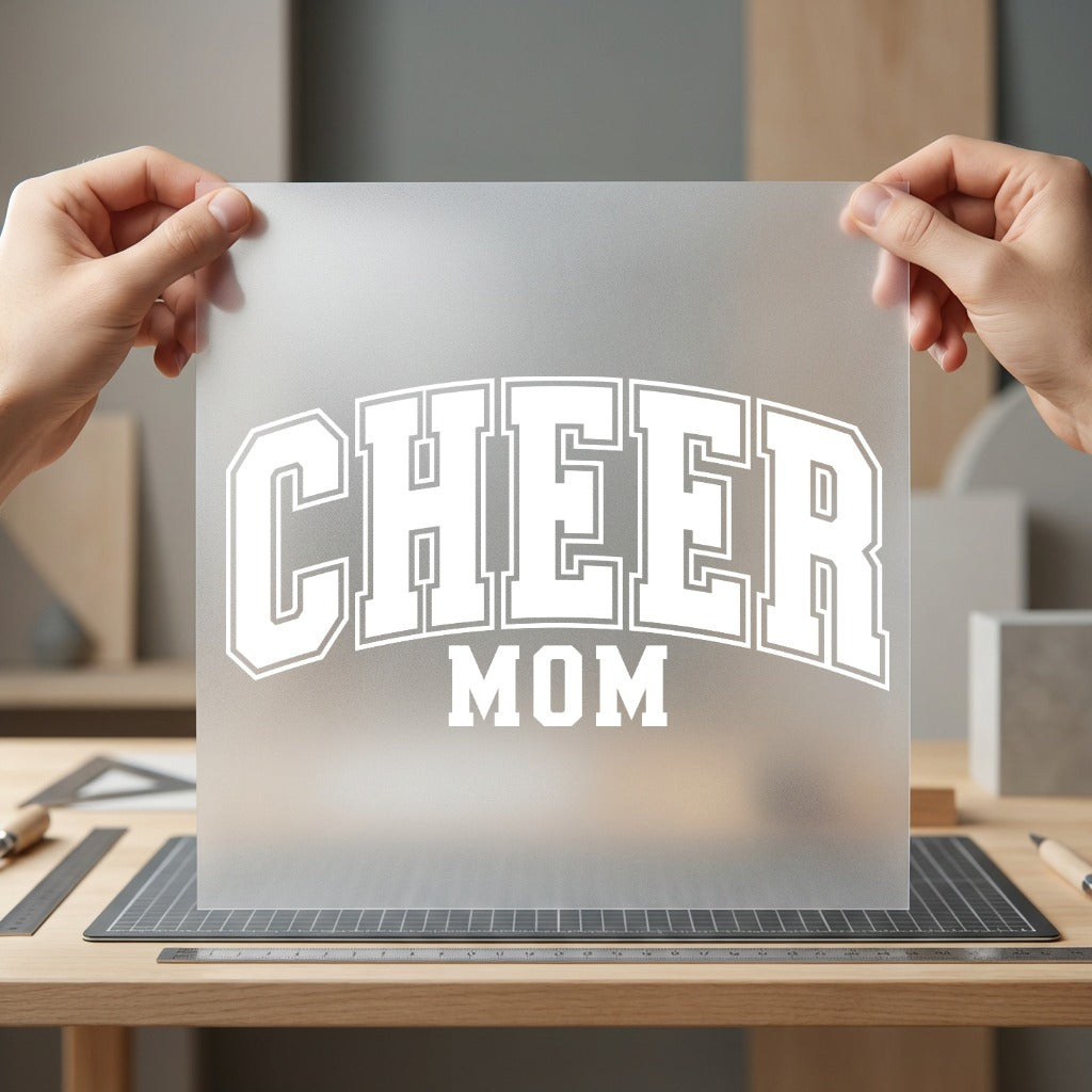Cheer Mom Arched Text Mom Ready to Press DTF Transfer for Dtf