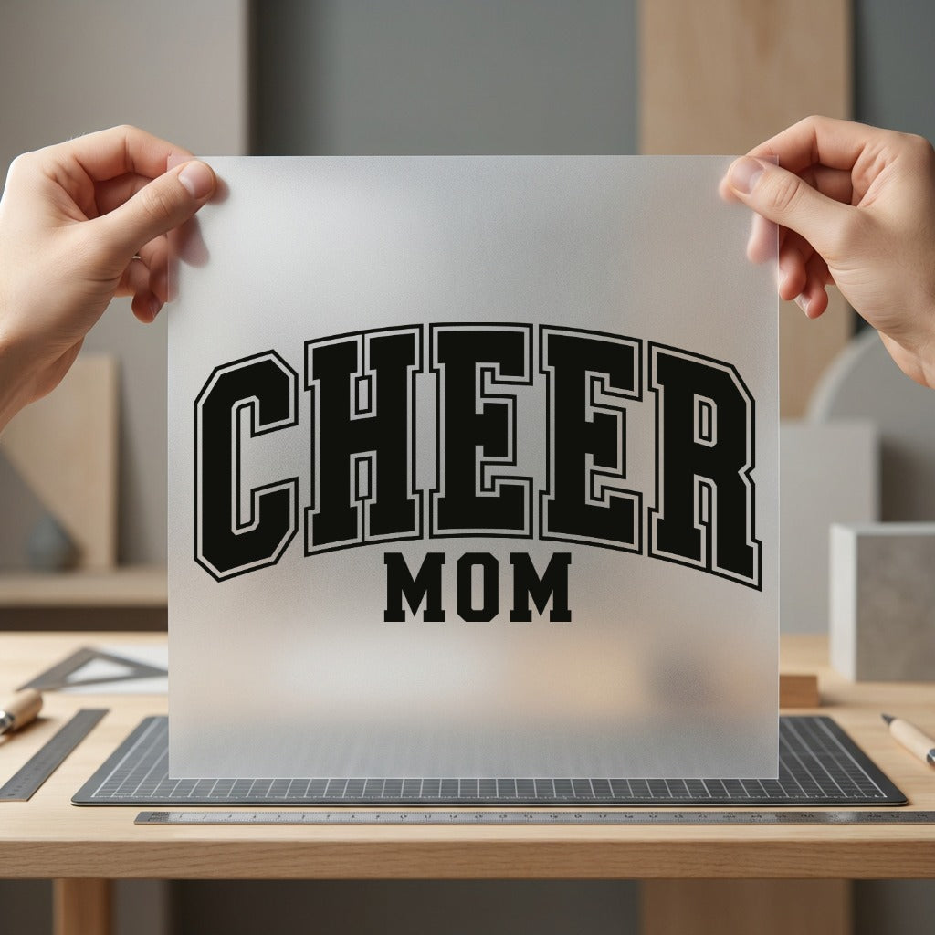 Cheer Mom Arched Text Mom Ready to Press DTF Transfer for Dtf