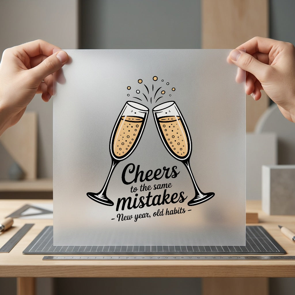 Cheers Mistakes Year Diy Thanksgiving Funny Ready to Press DTF Transfer for Dtf
