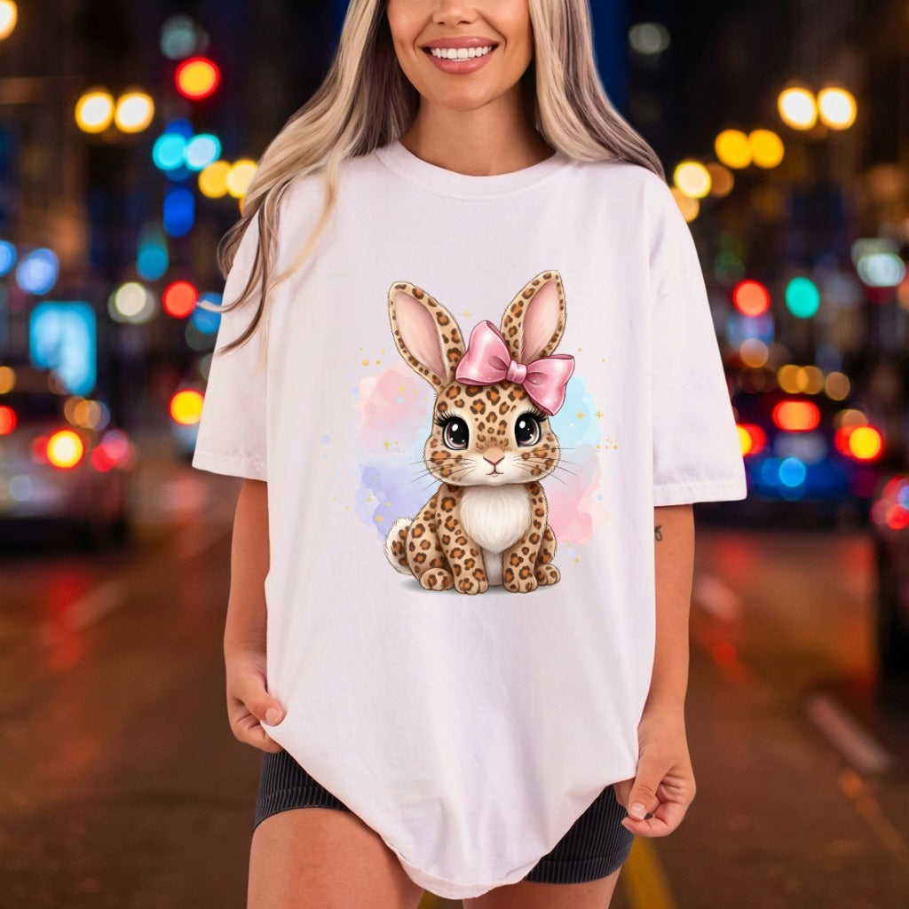 Chic Leopard Bunny Bow Easter Aesthetic Ready to Press DTF Transfer for Dtf