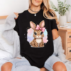 Chic Leopard Bunny Bow Easter Aesthetic Ready to Press DTF Transfer for Dtf