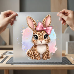 Chic Leopard Bunny Bow Easter Aesthetic Ready to Press DTF Transfer for Dtf