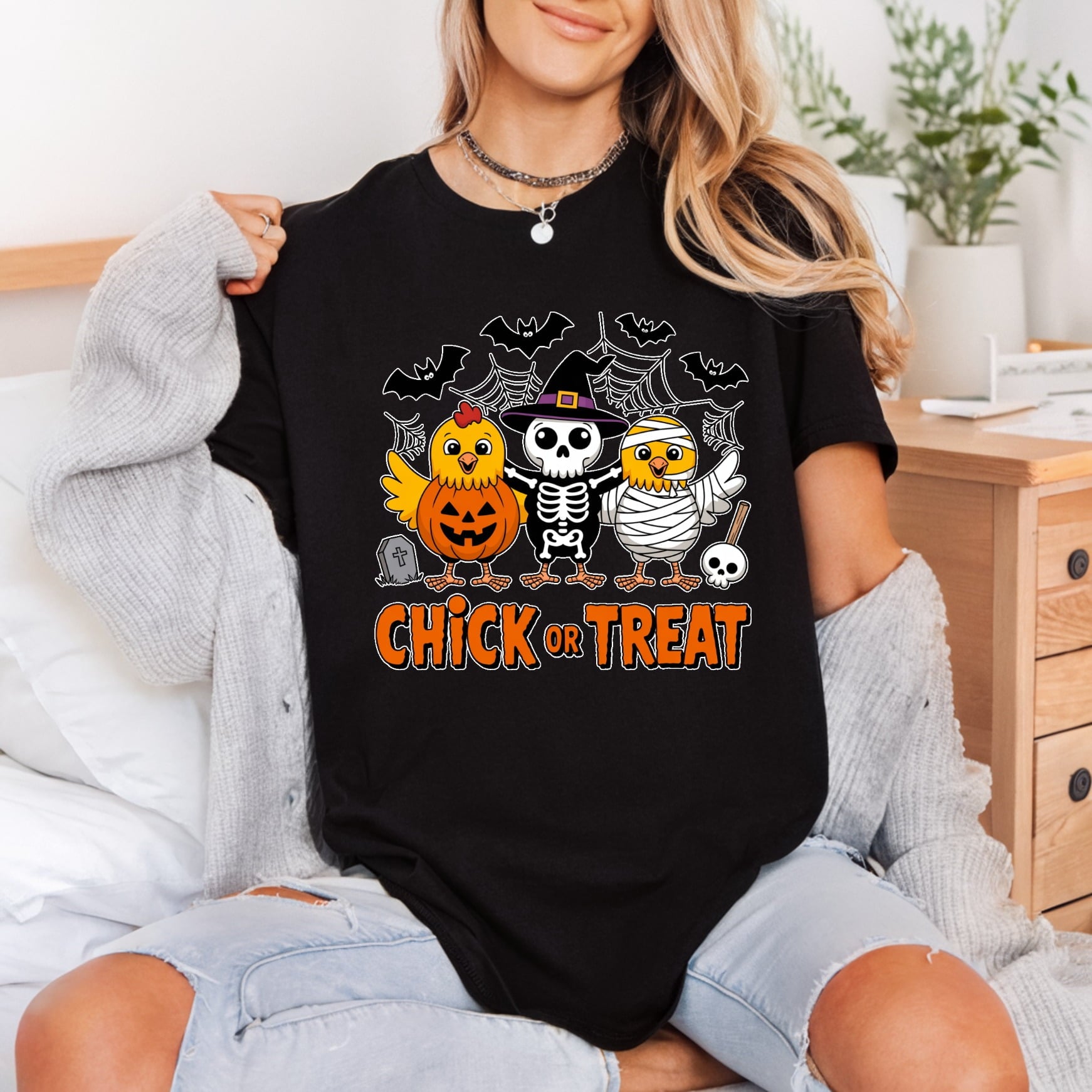 Chick Treat Halloween Spooky Halloween Funny Ready to Press DTF Transfer for Dtf