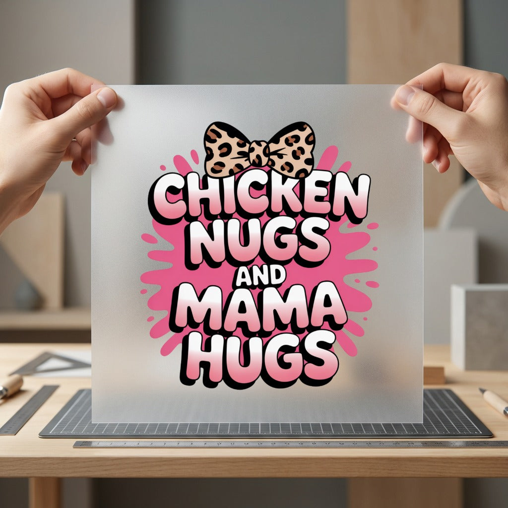 Chicken Nugs Mama Hugs Mom Funny Ready to Press DTF Transfer for Dtf