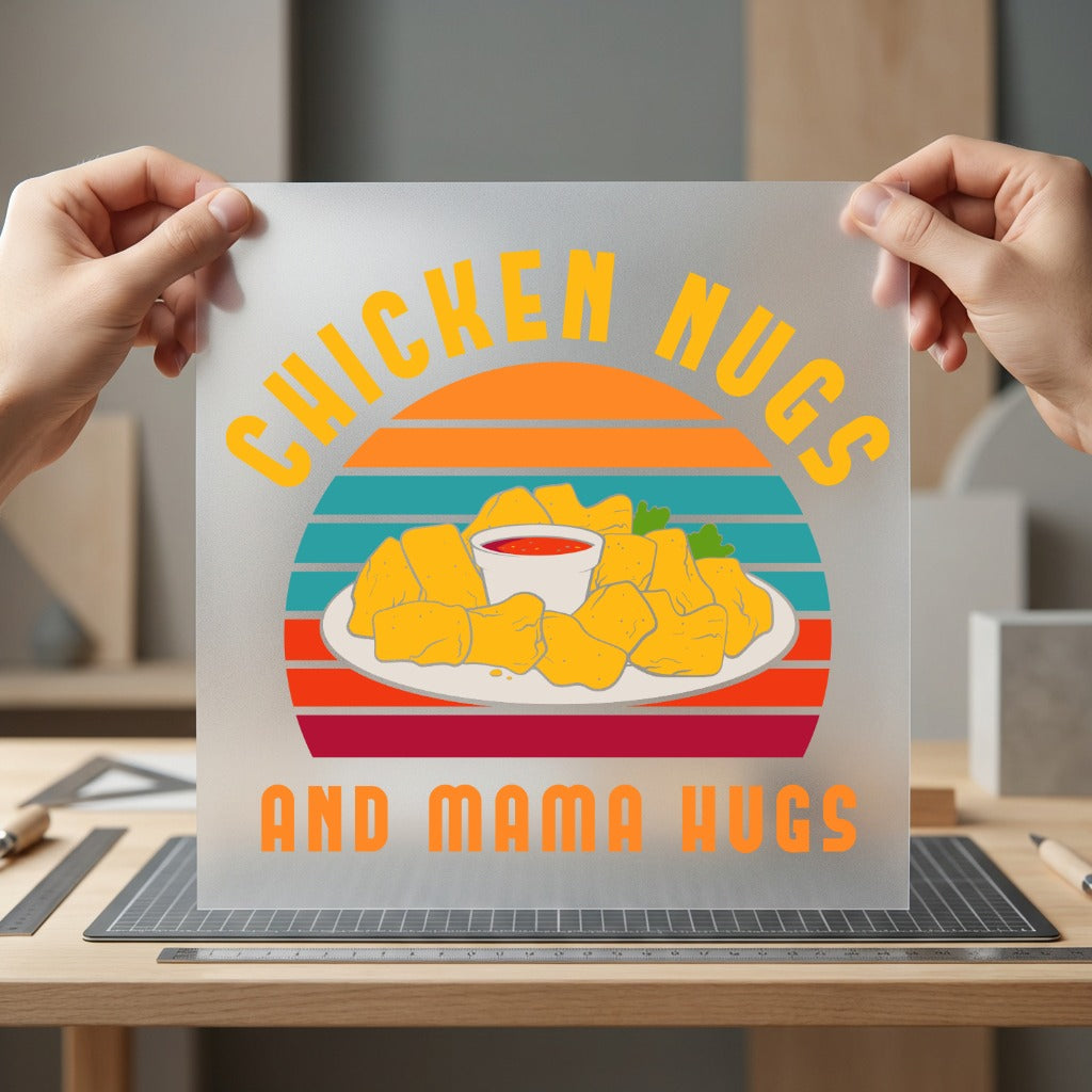 Chicken Nugs Mama Hugs Mom Funny Ready to Press DTF Transfer for Dtf