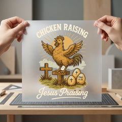 Chicken Raising Jesus Praising Christian Faith Ready to Press DTF Transfer for Dtf