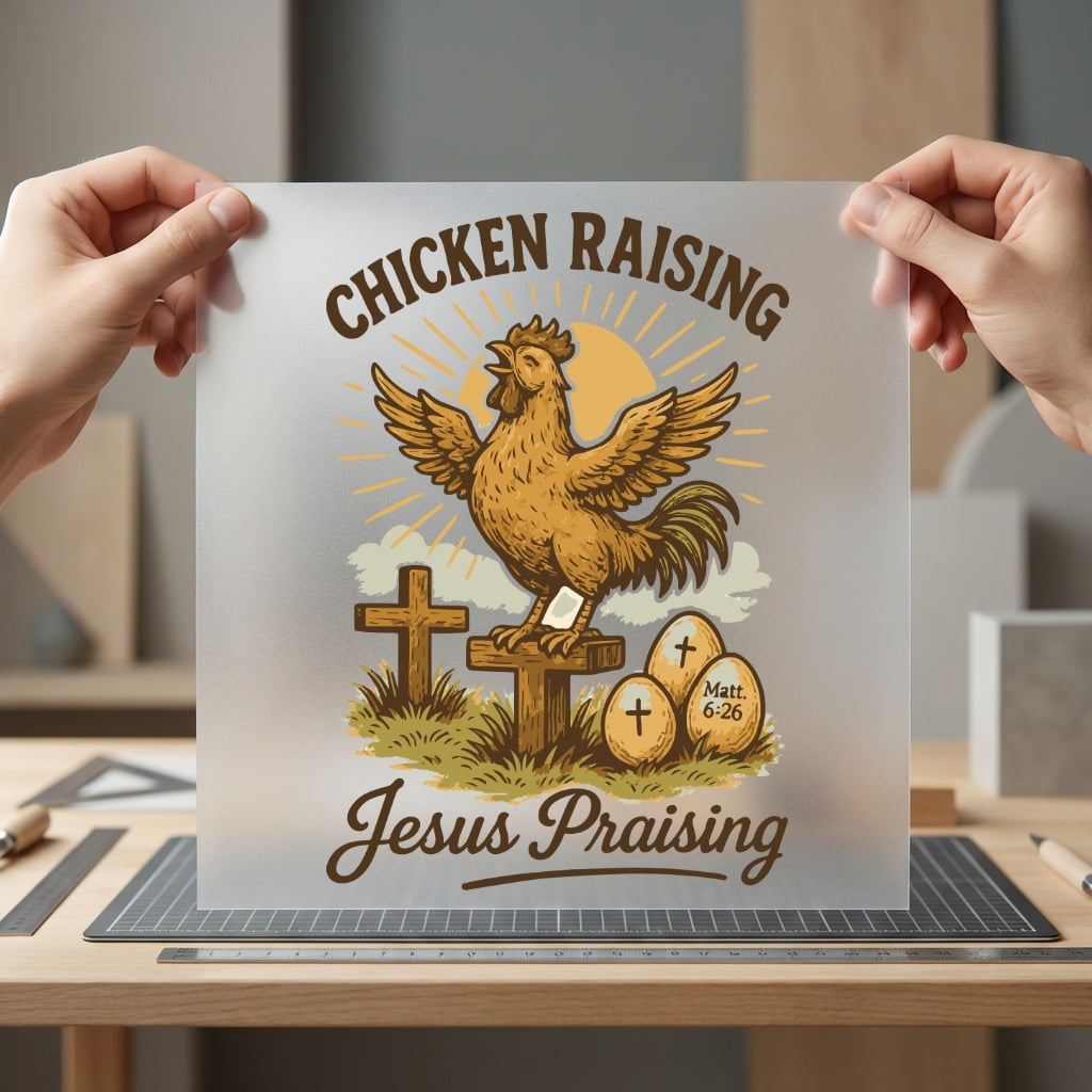 Chicken Raising Jesus Praising Christian Faith Ready to Press DTF Transfer for Dtf
